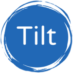 Tilt's logo with white text on a blue background