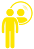 A yellow figure looking into a mirror, with their reflection symbolising reflection and development